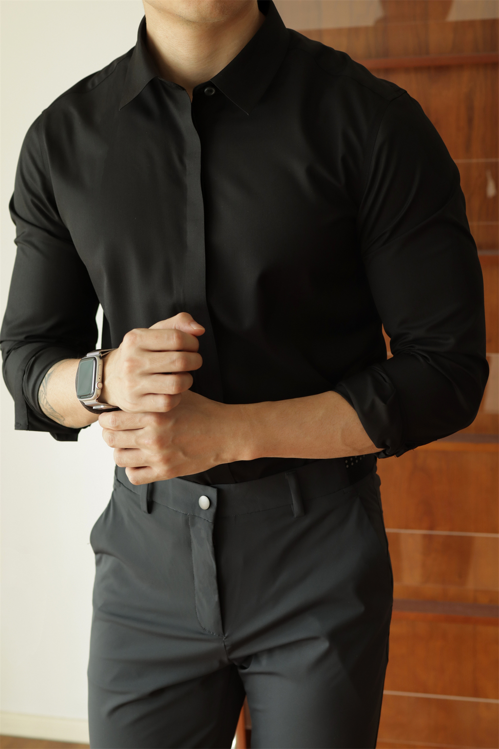 No-Iron Hidden-Placket Shirt