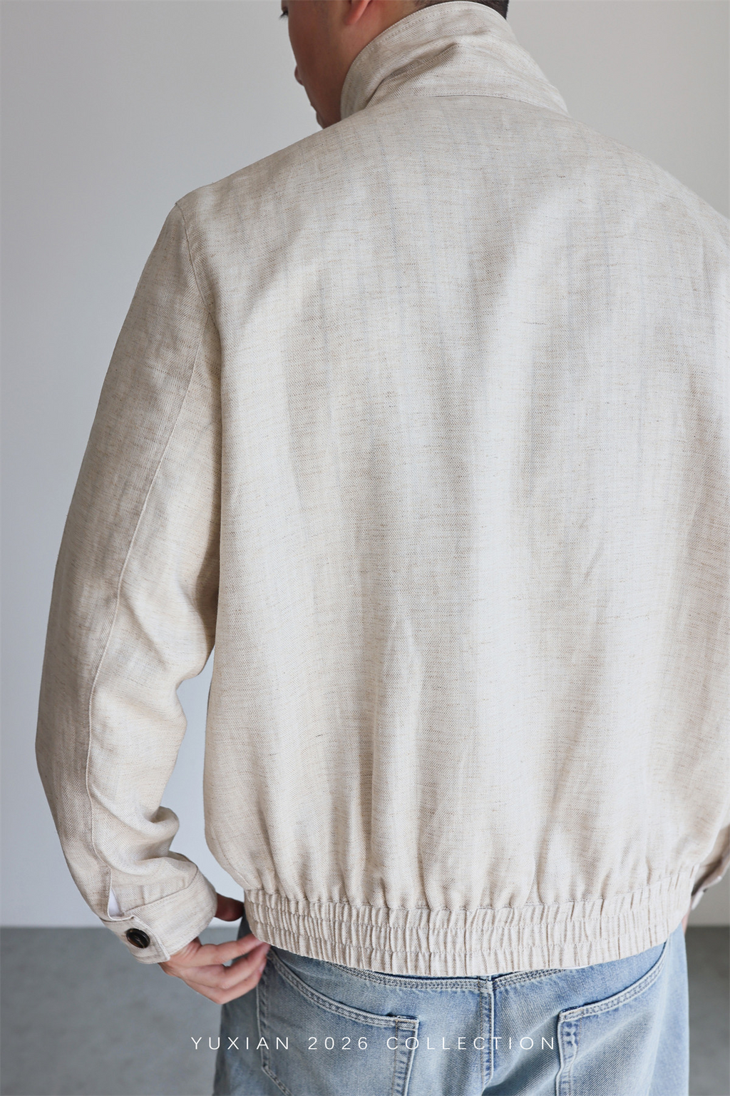 MONSEN Suitory Herringbone Tencel-Linen Lapel Jacket product image