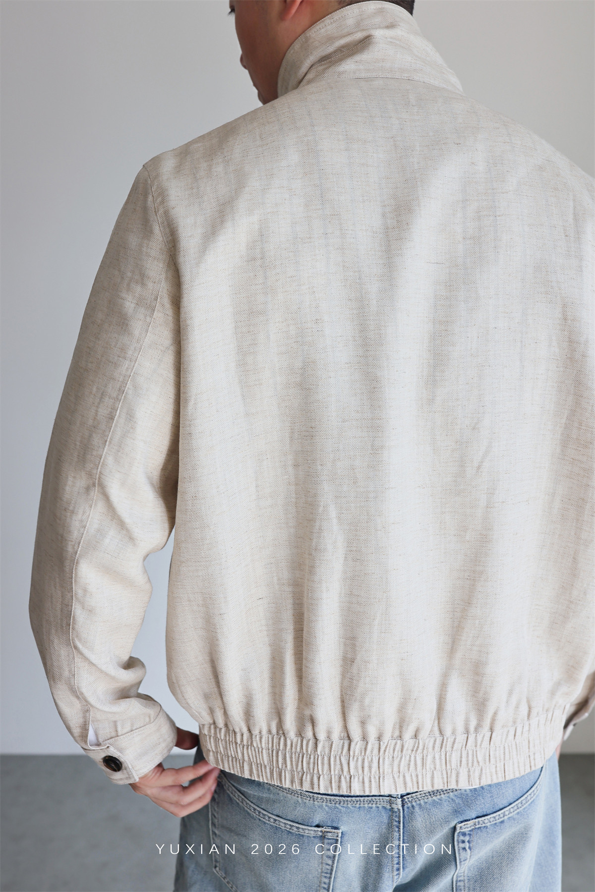 MONSEN Suitory Herringbone Tencel-Linen Lapel Jacket product image