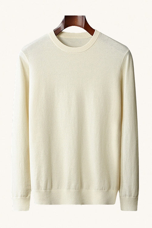 MONSEN Suitory 100% Wool Lightweight Crewneck Knit front view