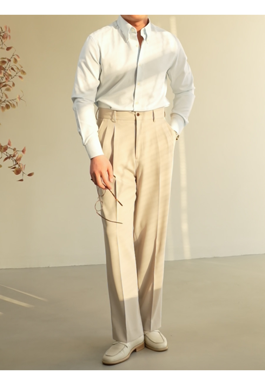 MONSEN Suitory Retro Oxford Non-Iron Wide Collar Shirt in Cotton product image