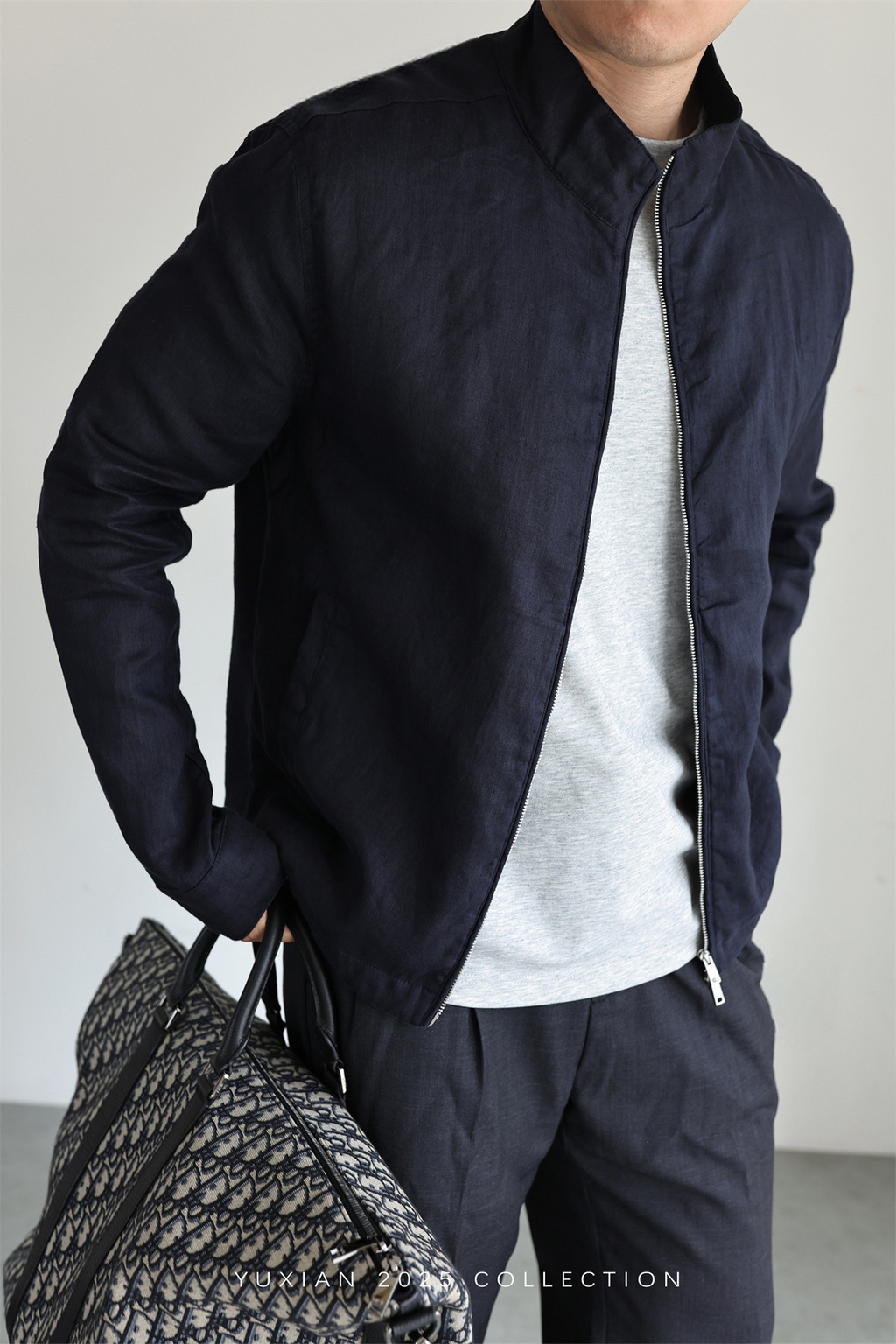 100% Linen Italian Stand-Collar Jacket