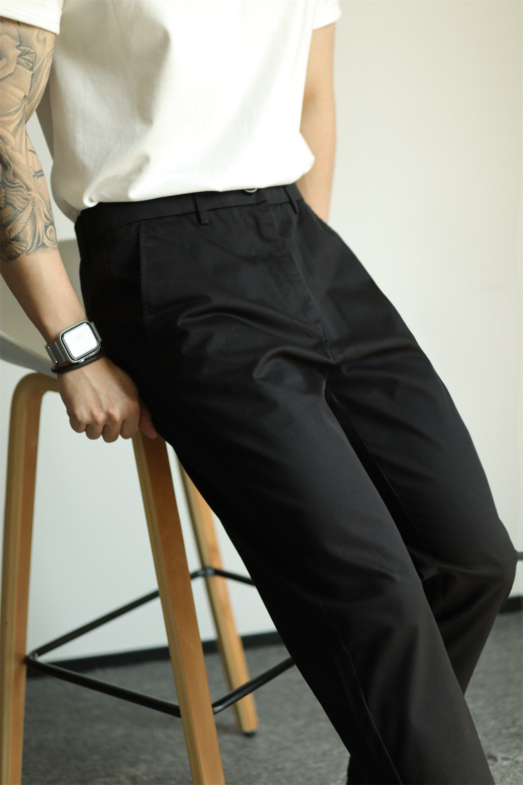 Pure Cotton Semi-Tapered Cropped Trousers