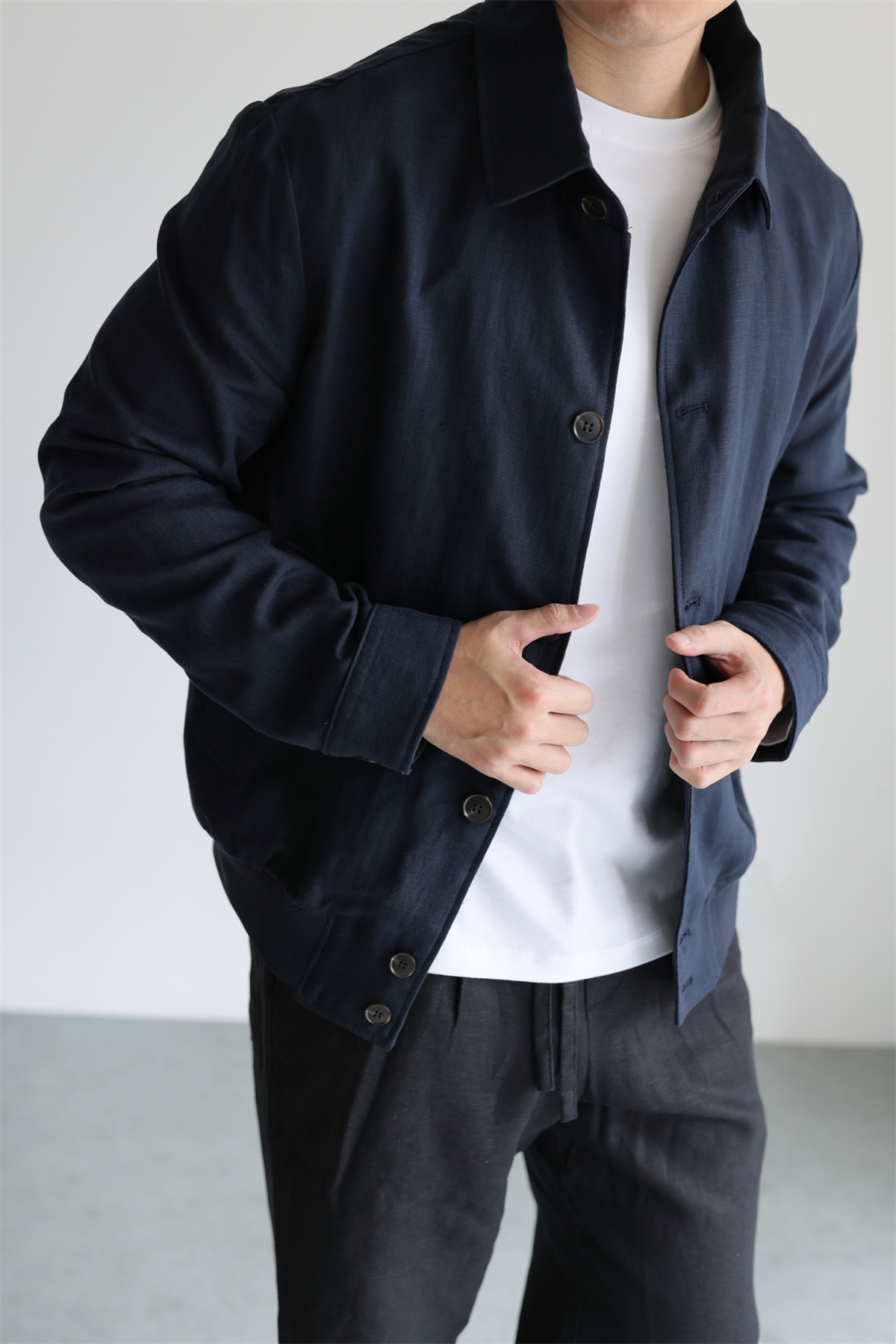 MONSEN Suitory Tencel-Linen Lightweight Sheen Lapel Jacket product image