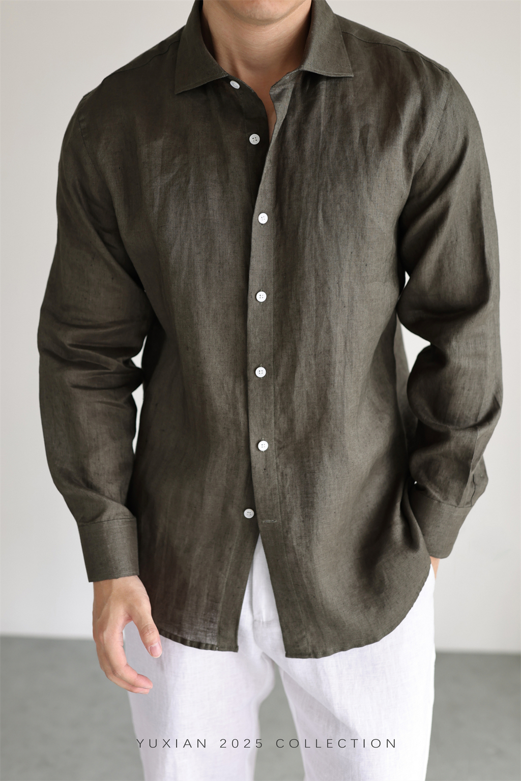 100% Linen Long-Sleeve Shirt
