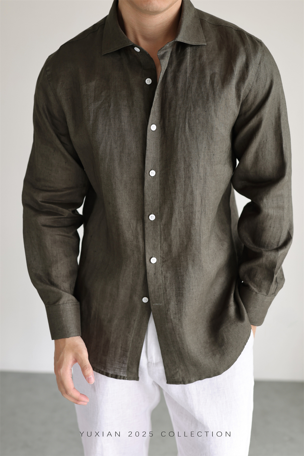 100% Linen Long-Sleeve Shirt