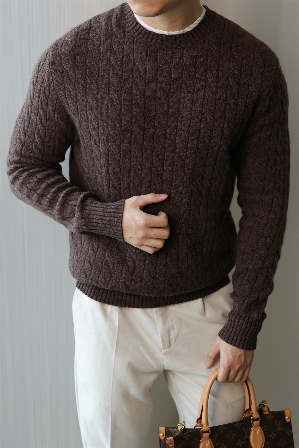 MONSEN Suitory Merino Wool Cable-Knit Sweater product image