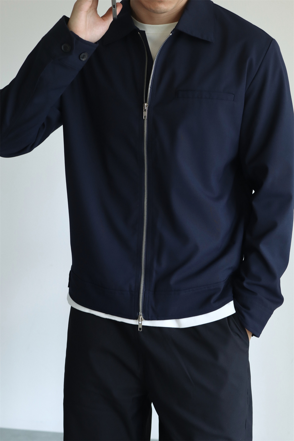 MONSEN Suitory Drapey Plain-Weave Lapel Jacket in Performance Blend product image