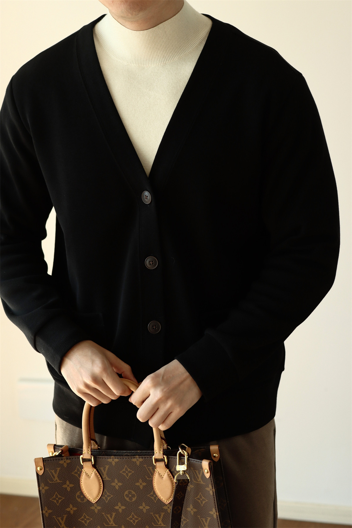 Air-Layer Cotton Knit Cardigan