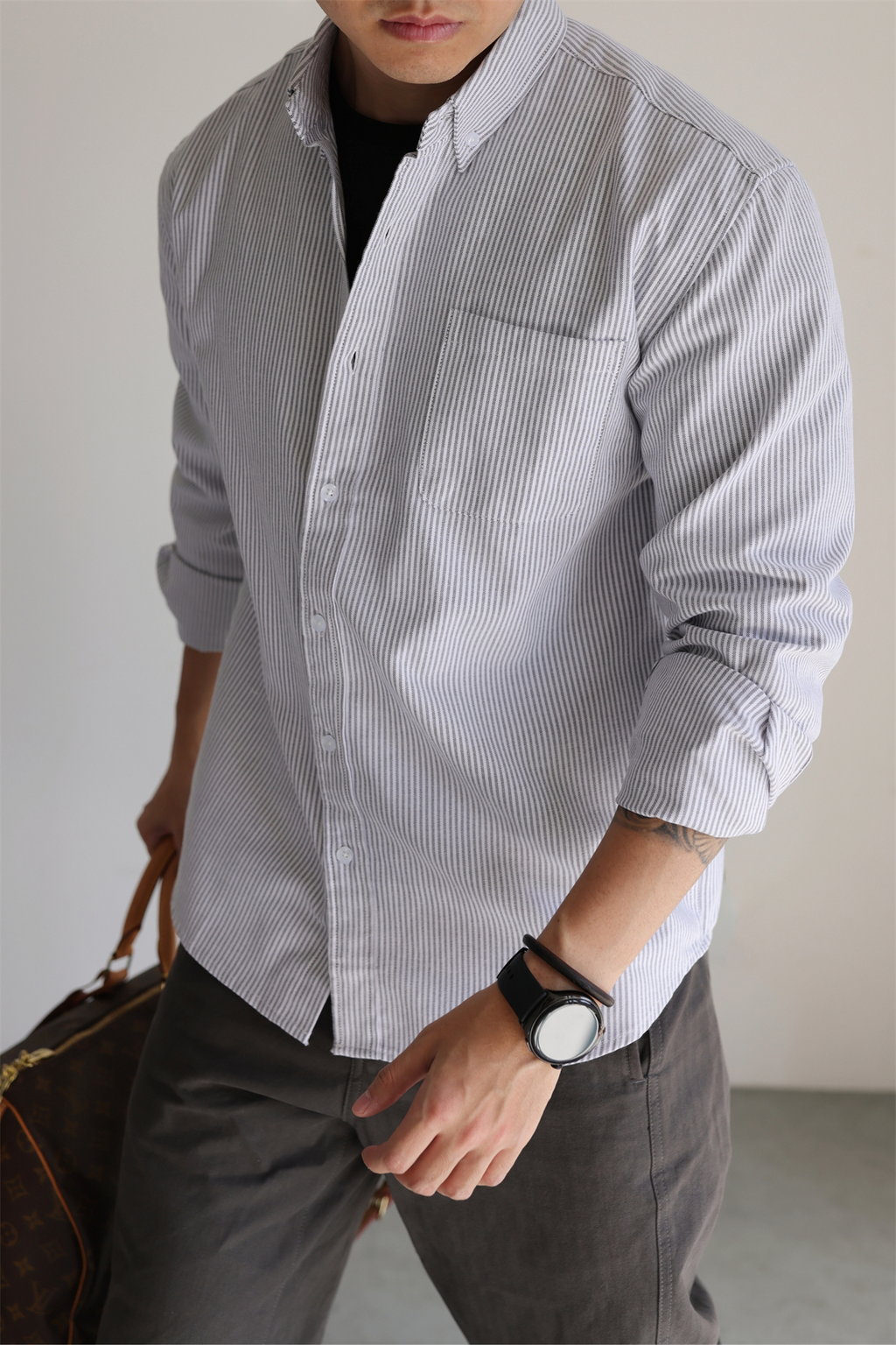 MONSEN Suitory Wrinkle-Resistant Oxford Stripe Shirt in Cotton product image