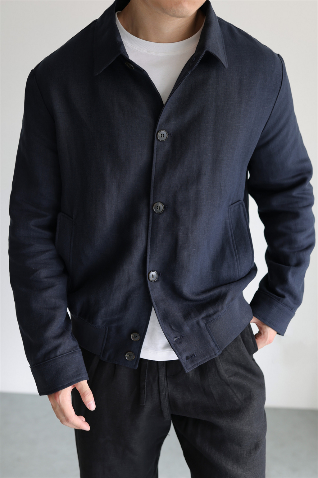 MONSEN Suitory Tencel-Linen Lightweight Sheen Lapel Jacket product image