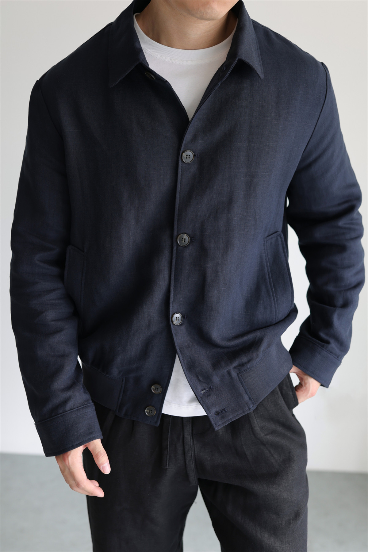 MONSEN Suitory Tencel-Linen Lightweight Sheen Lapel Jacket product image