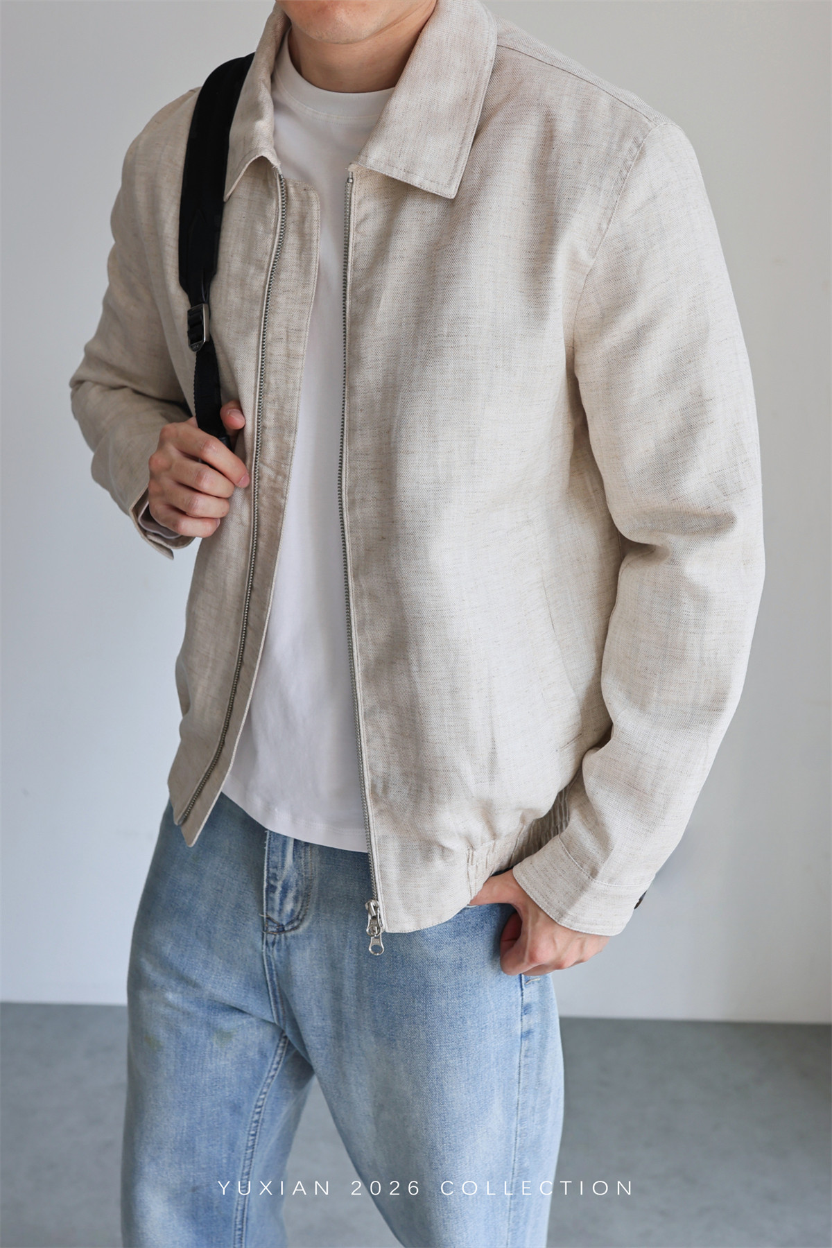 MONSEN Suitory Herringbone Tencel-Linen Lapel Jacket product image