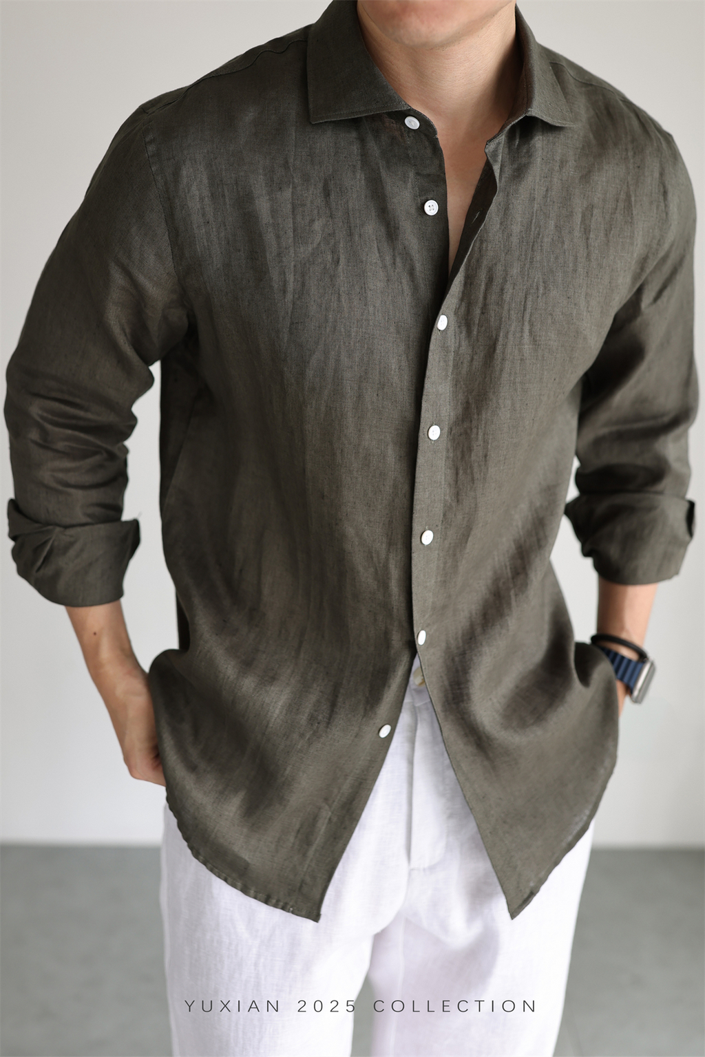100% Linen Long-Sleeve Shirt