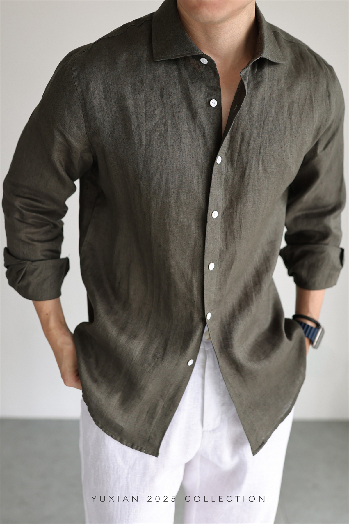 100% Linen Long-Sleeve Shirt