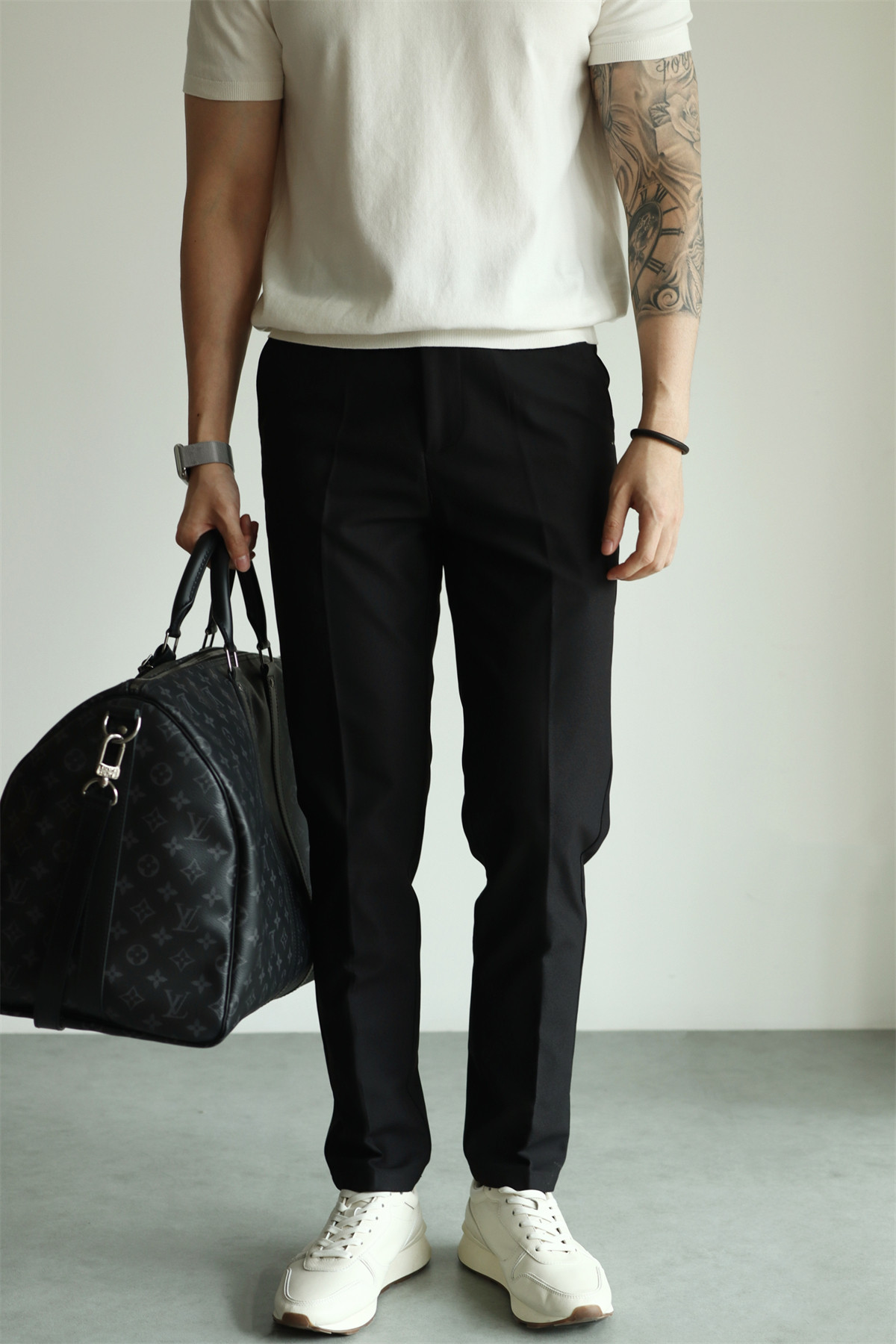 MONSEN Suitory Hidden-Elastic Waist Stretch Ankle Trousers in Performance Blend product image