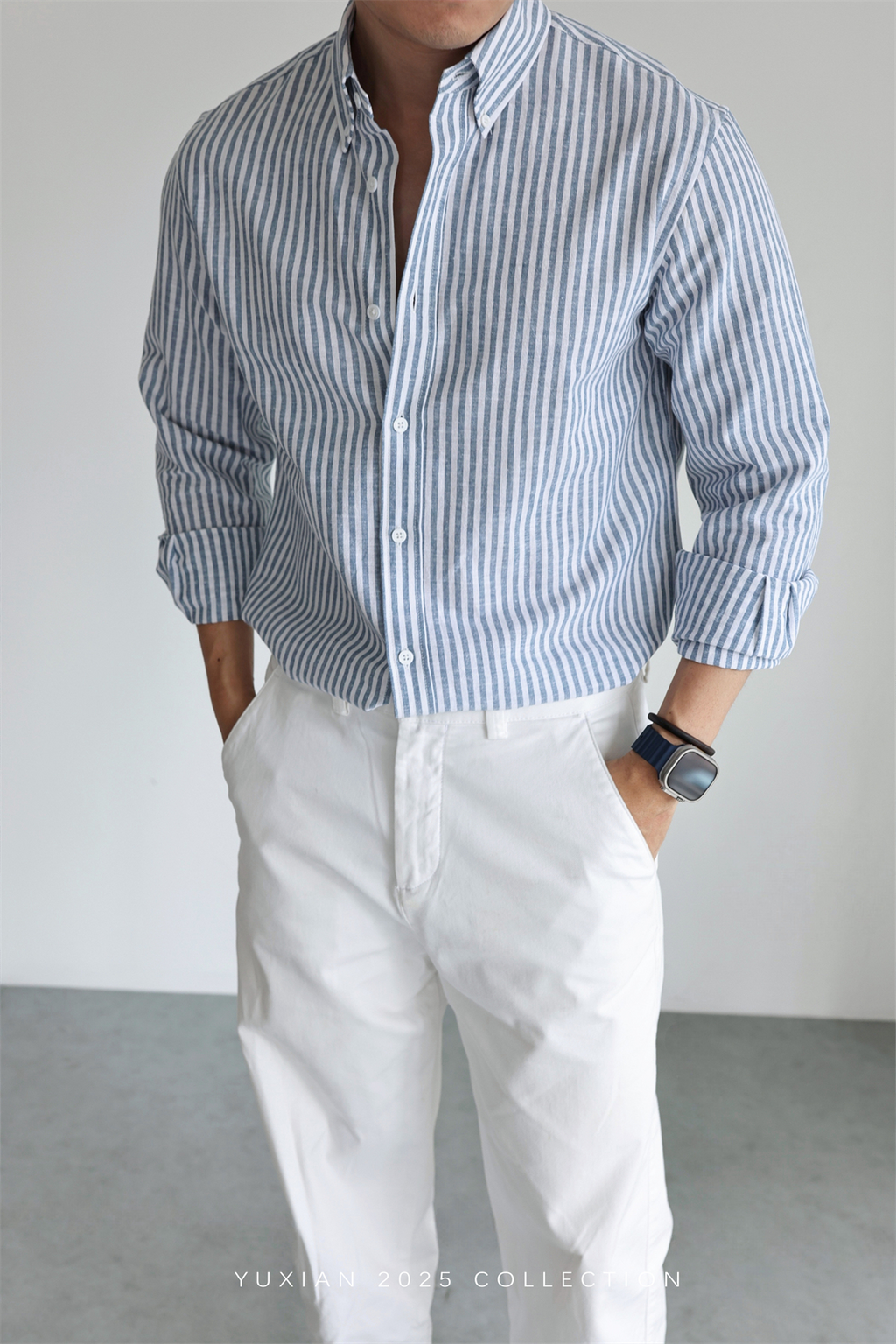 Linen-Cotton Stripe Shirt