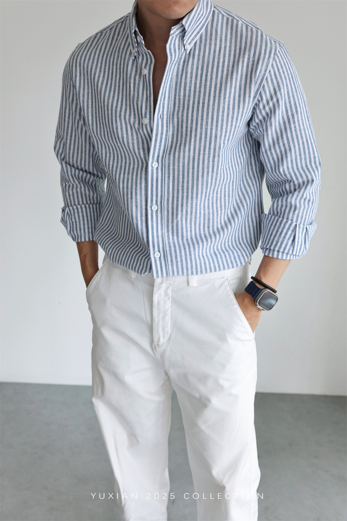 Linen-Cotton Stripe Shirt