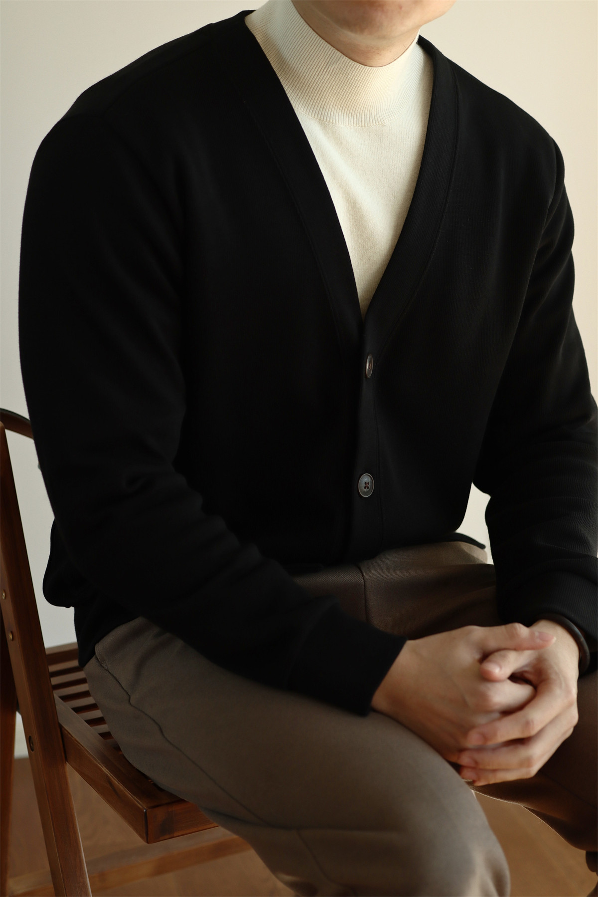 Air-Layer Cotton Knit Cardigan