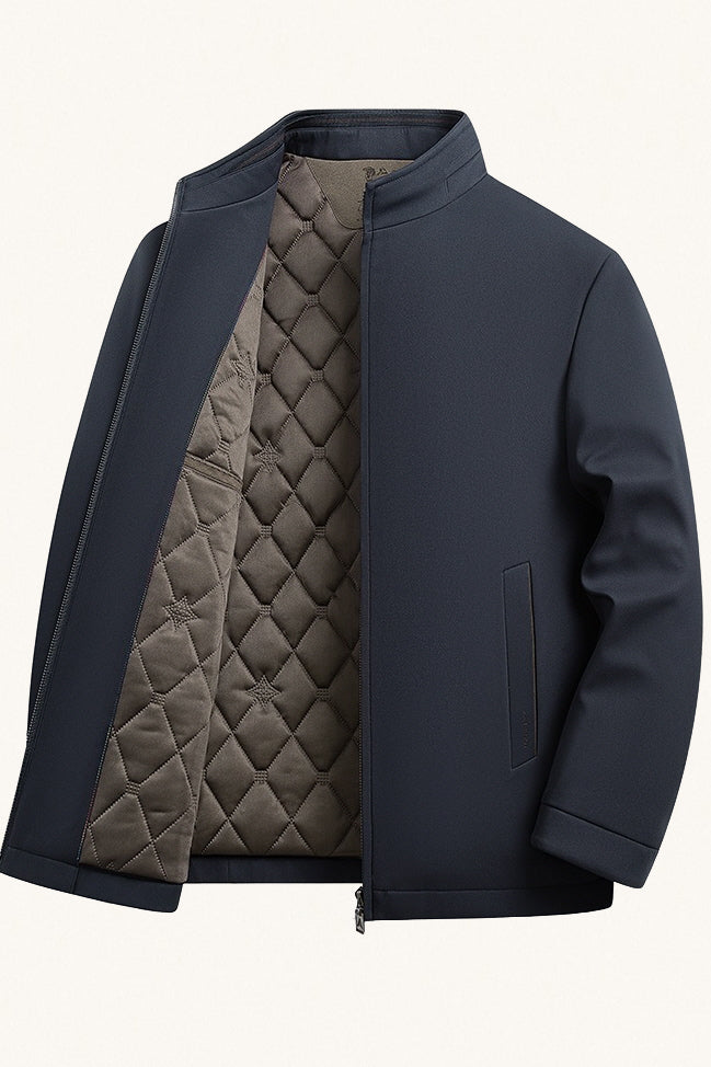 MONSEN Suitory Stand-Collar Camel-Fleece Jacket in Fleece-Lined front view
