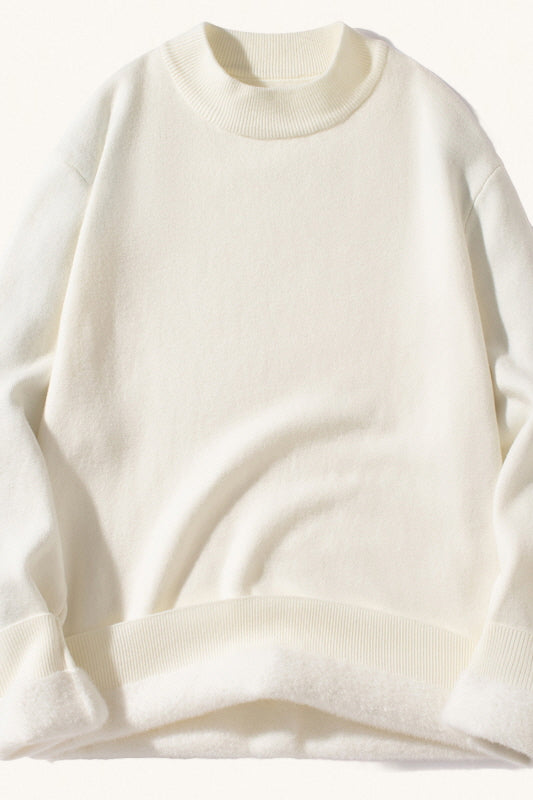 MONSEN Suitory Fleece-Lined Mock-Neck Sweater front view