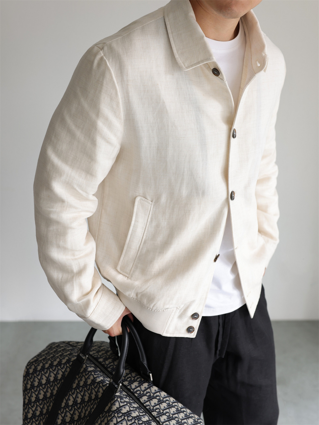 MONSEN Suitory Tencel-Linen Lightweight Sheen Lapel Jacket product image