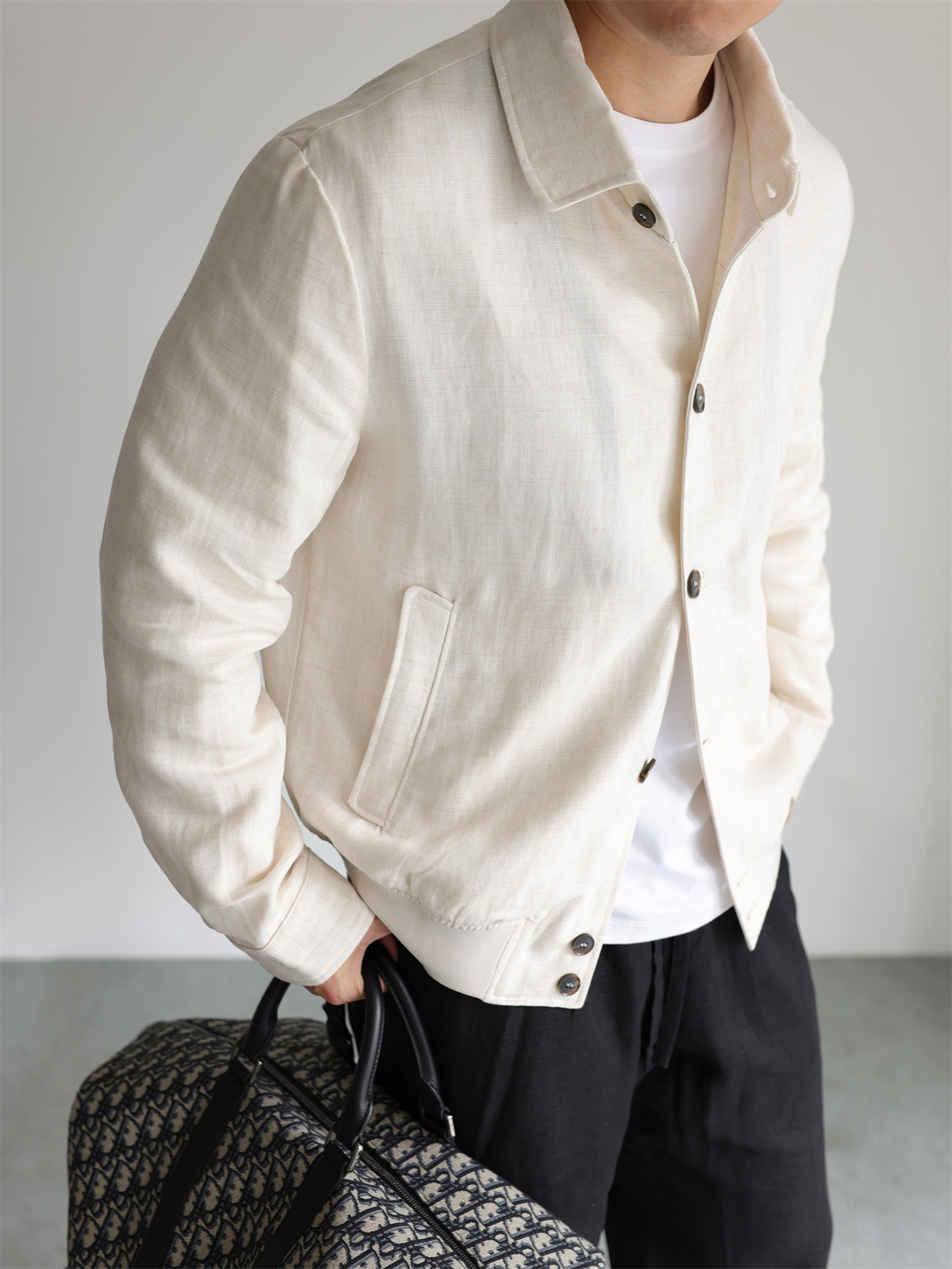 MONSEN Suitory Tencel-Linen Lightweight Sheen Lapel Jacket product image