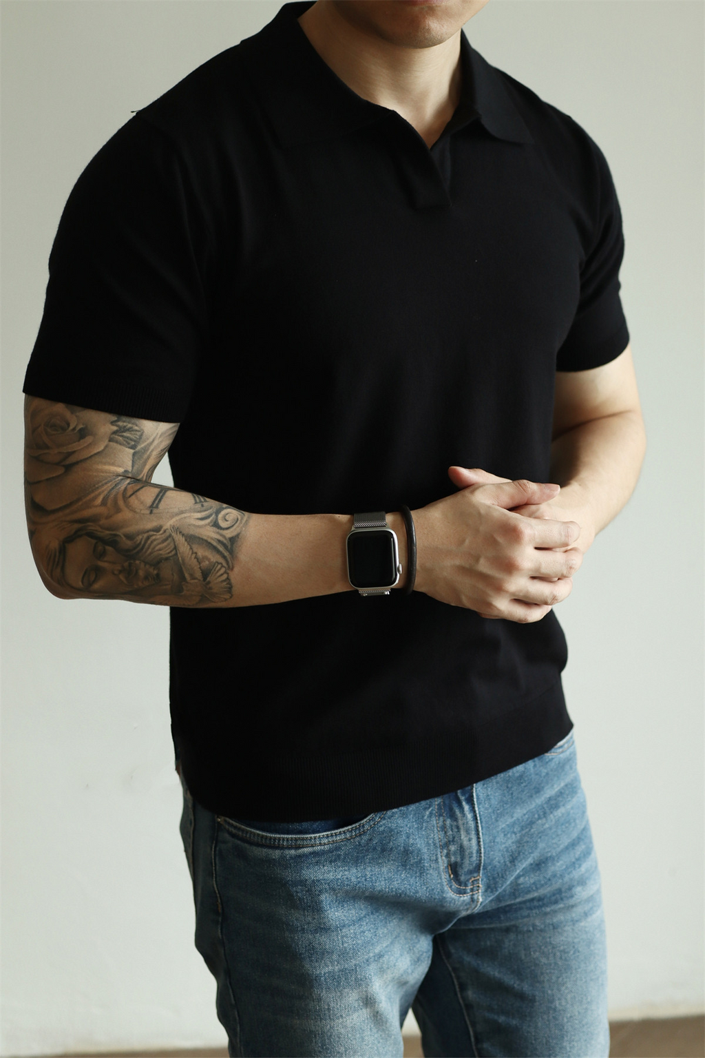 MONSEN Suitory Tencel-Drape V-Neck Knit Polo product image