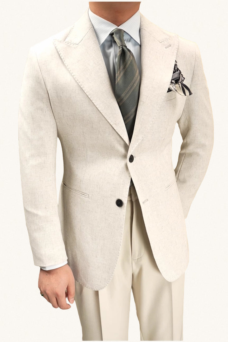 MONSEN Suitory Neapolitan Linen-Blend Slim Blazer/Suit product image