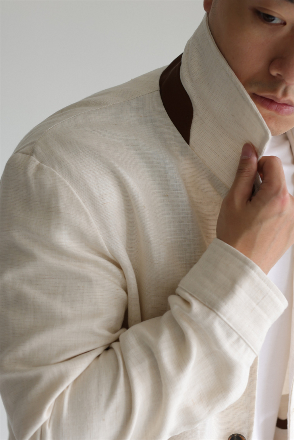 MONSEN Suitory Tencel-Linen Lightweight Sheen Lapel Jacket product image
