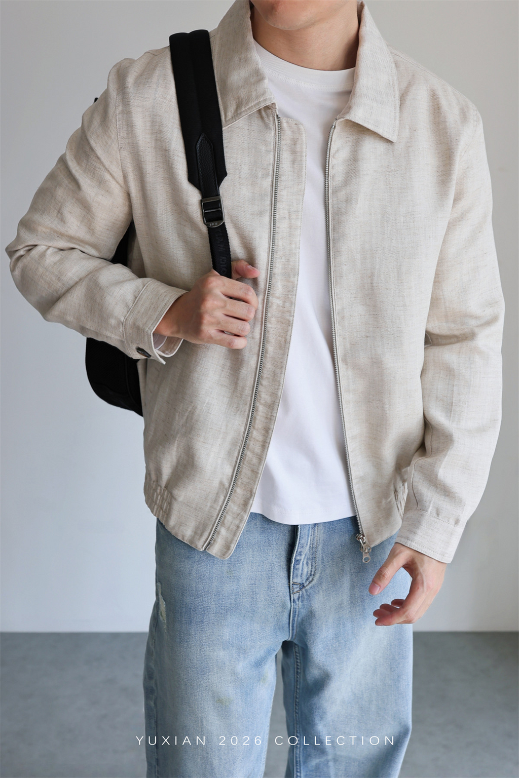MONSEN Suitory Herringbone Tencel-Linen Lapel Jacket product image