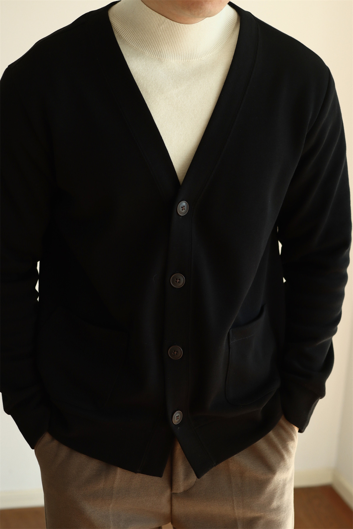 Air-Layer Cotton Knit Cardigan