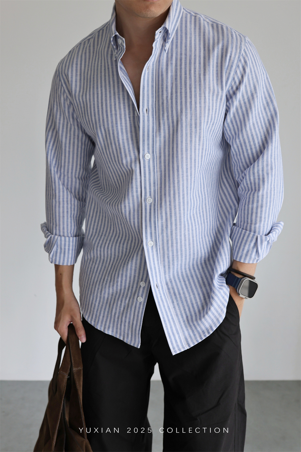 Linen-Cotton Stripe Shirt