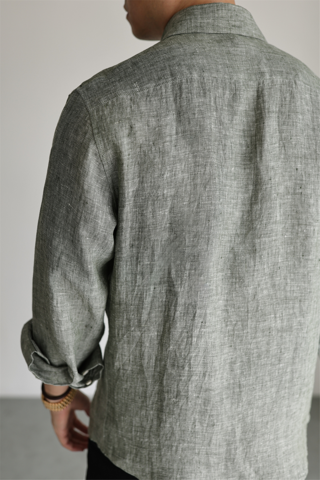Two-Tone 100% Linen Shirt