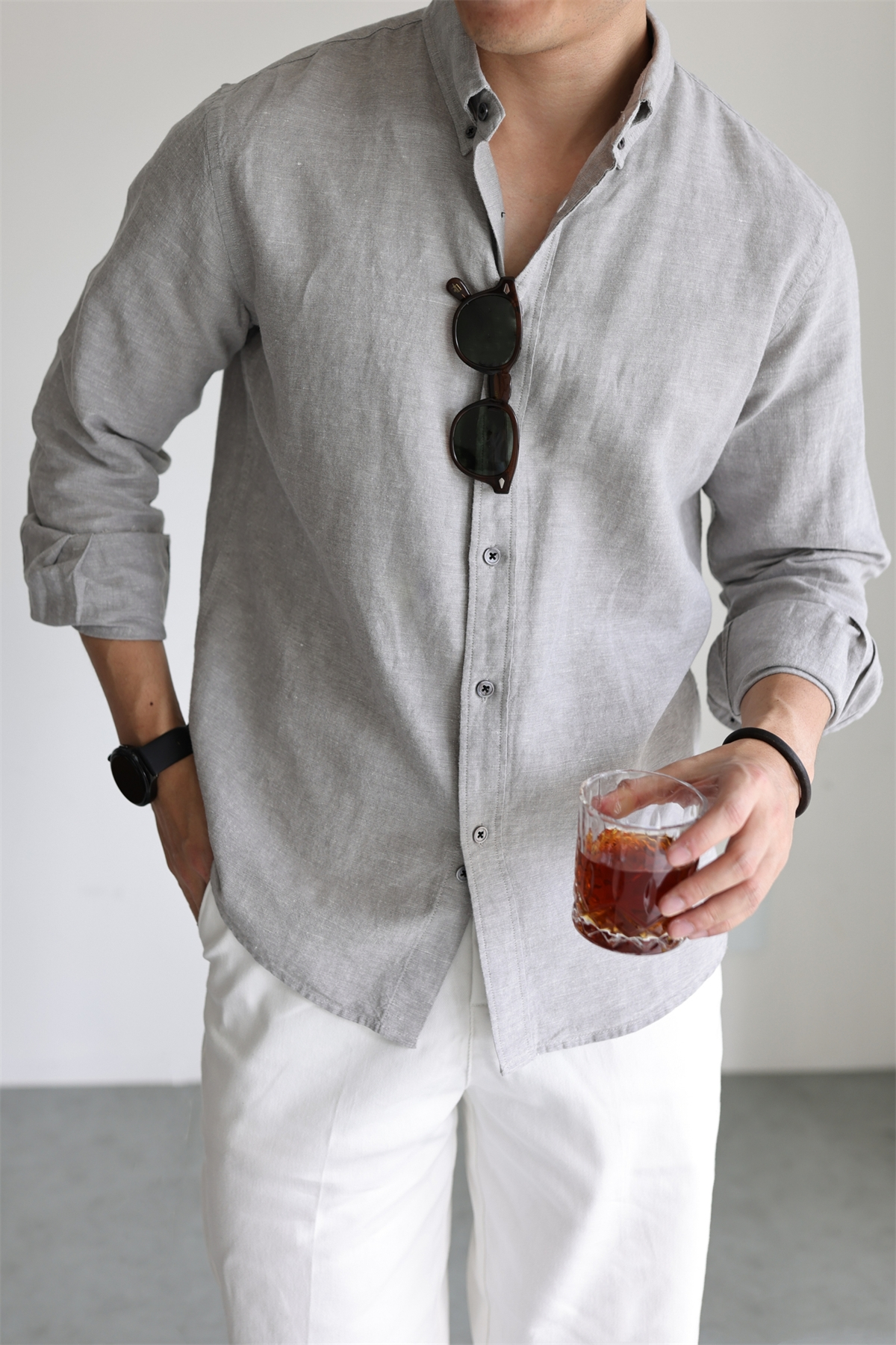 Linen-Cotton Yarn-Dyed Shirt