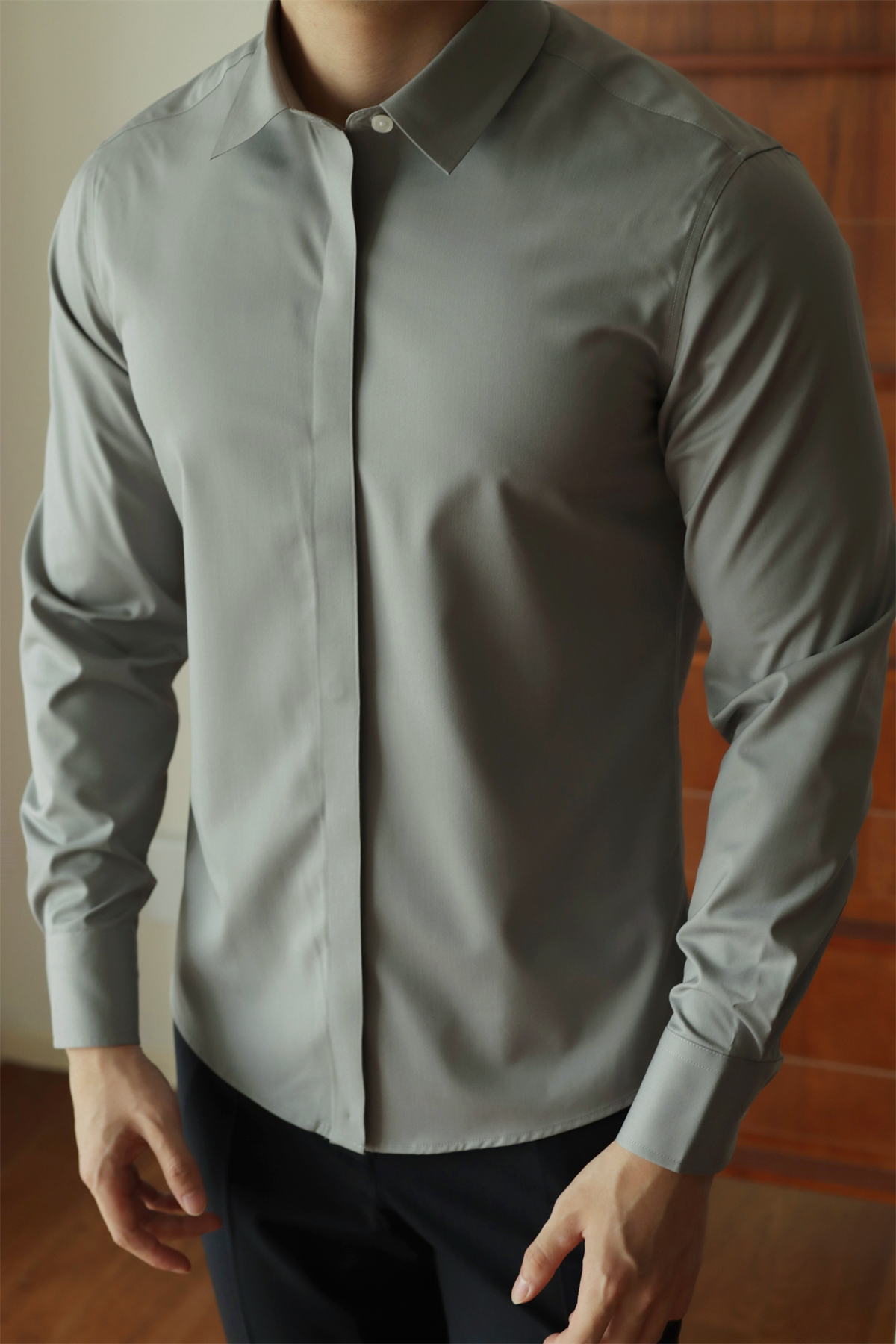 No-Iron Hidden-Placket Shirt