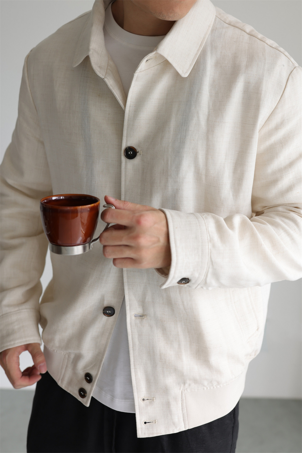 MONSEN Suitory Tencel-Linen Lightweight Sheen Lapel Jacket product image
