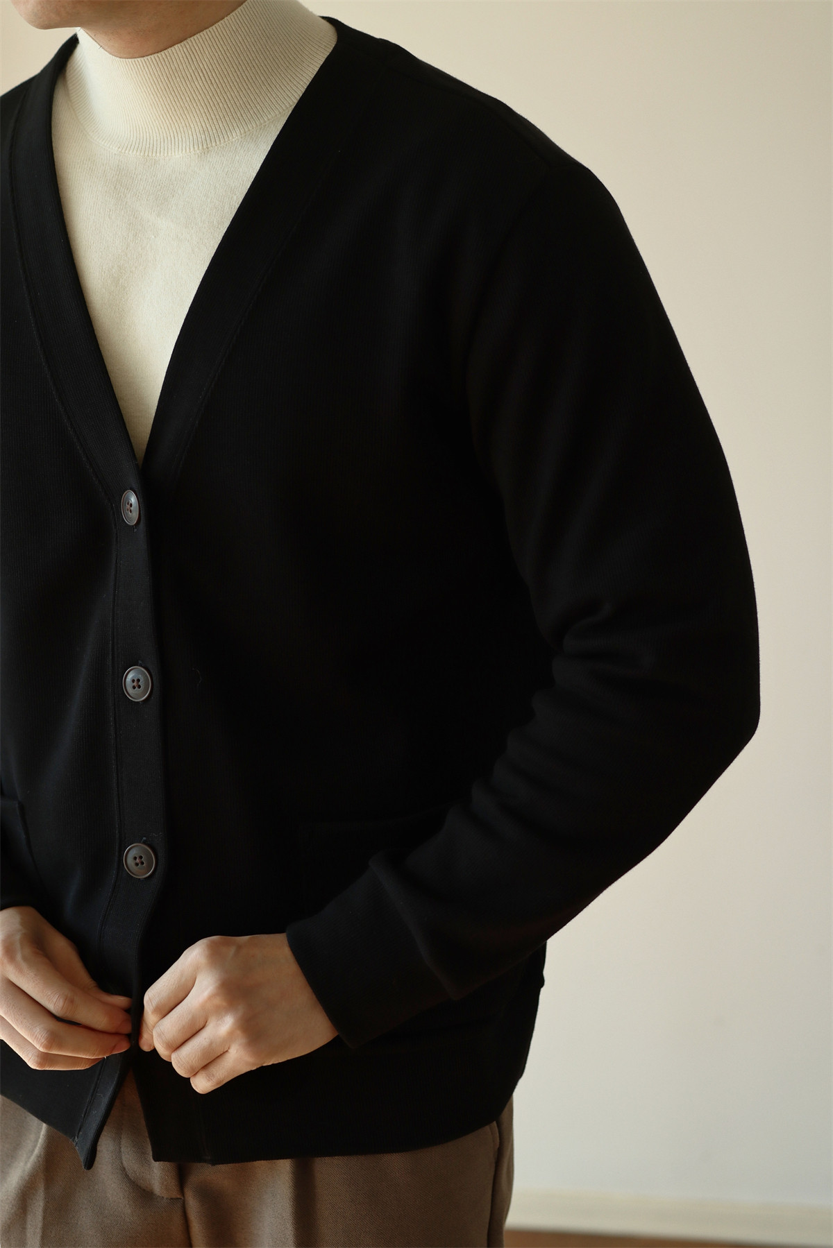 Air-Layer Cotton Knit Cardigan