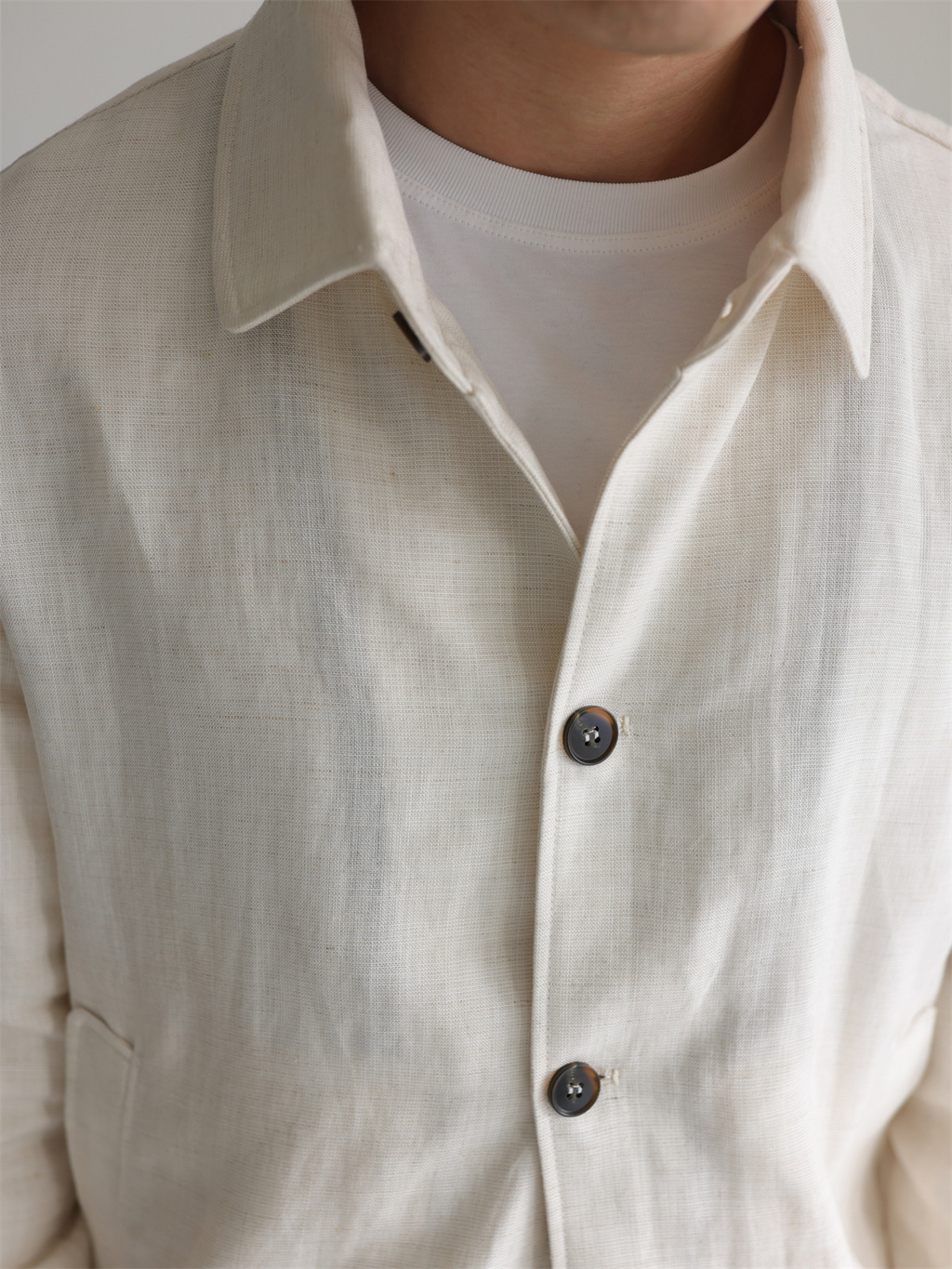 MONSEN Suitory Tencel-Linen Lightweight Sheen Lapel Jacket product image