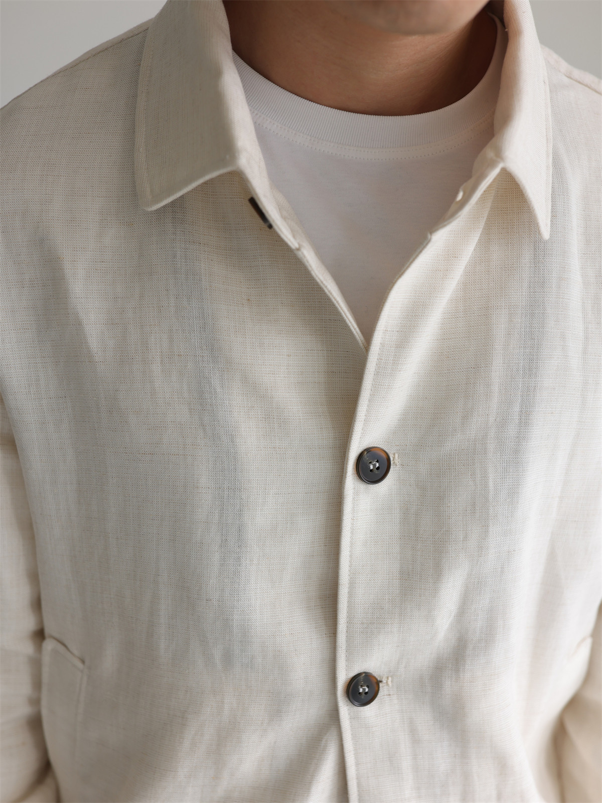MONSEN Suitory Tencel-Linen Lightweight Sheen Lapel Jacket product image