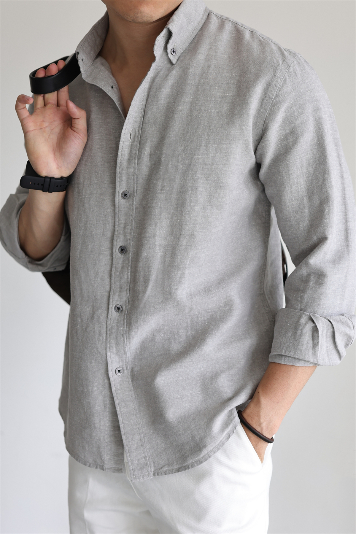 Linen-Cotton Yarn-Dyed Shirt