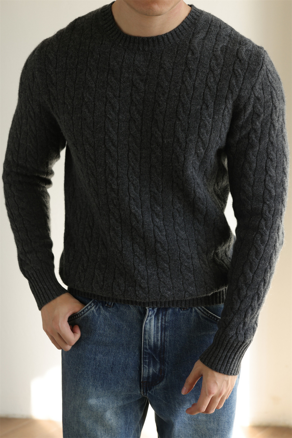 MONSEN Suitory Merino Wool Cable-Knit Sweater product image
