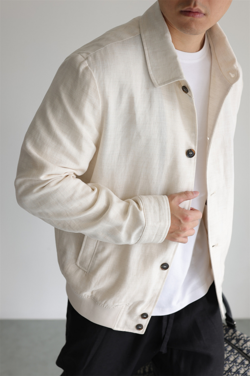 MONSEN Suitory Tencel-Linen Lightweight Sheen Lapel Jacket product image