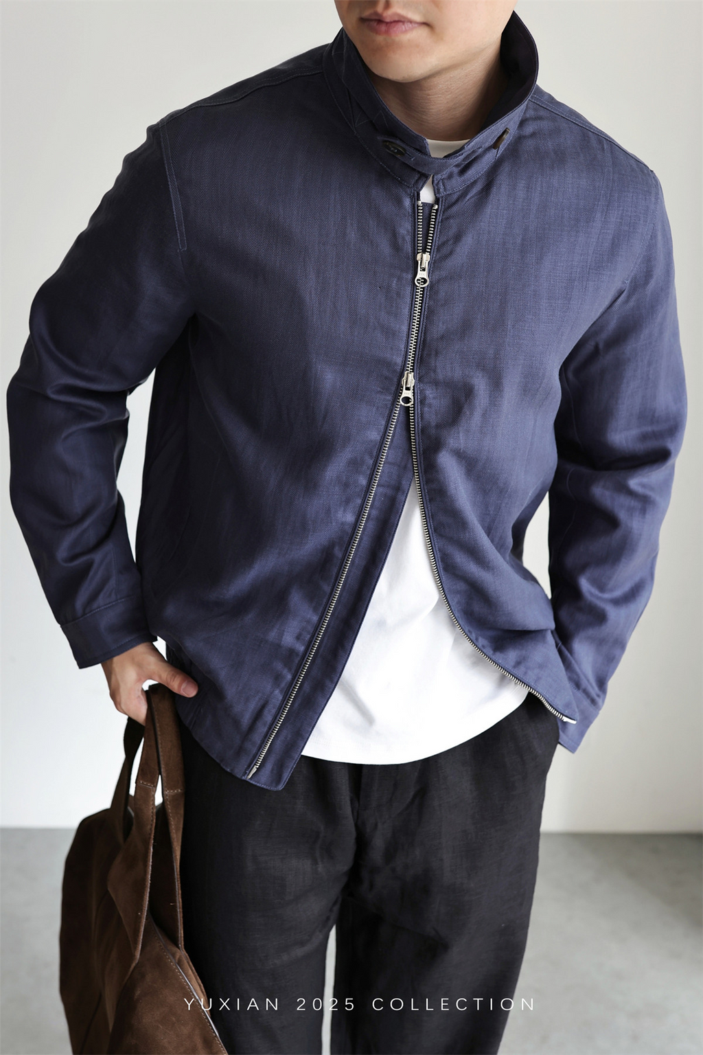 MONSEN Suitory Herringbone Tencel-Linen Lapel Jacket product image