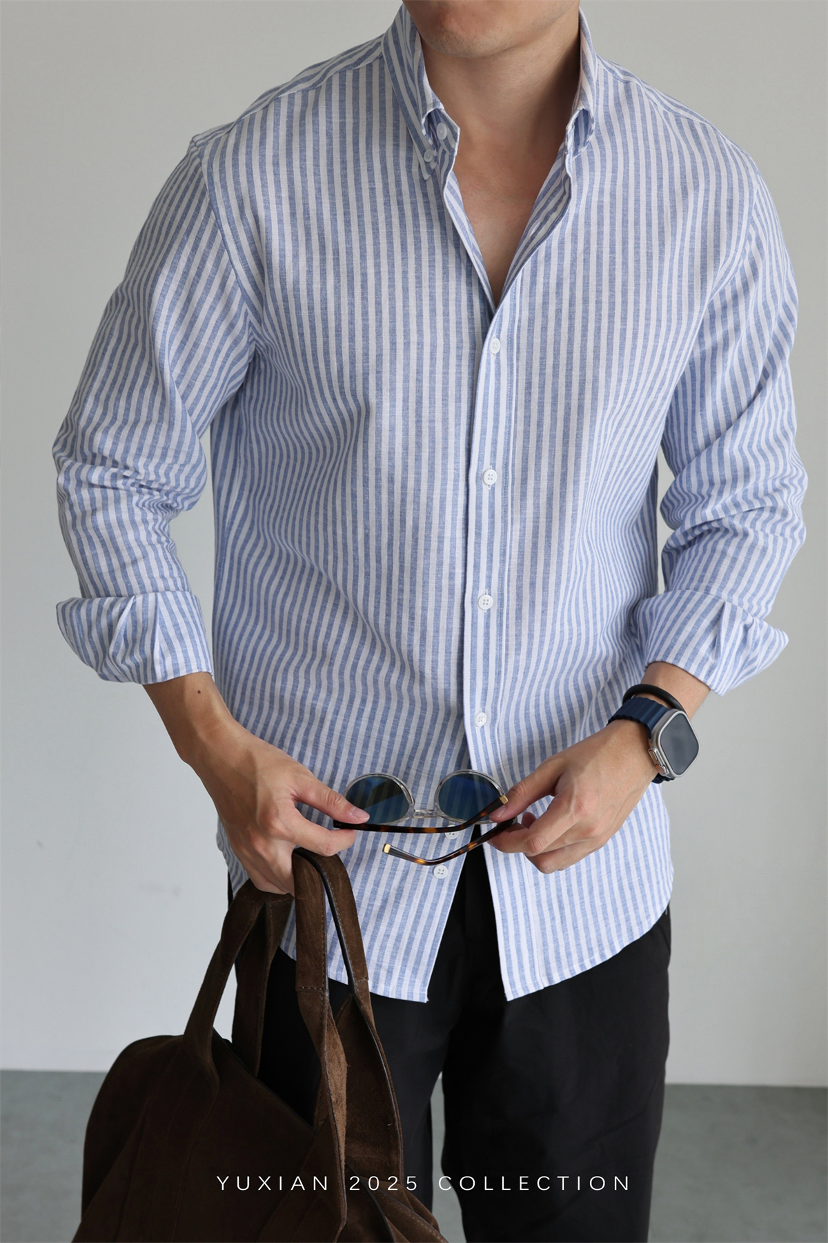 Linen-Cotton Stripe Shirt