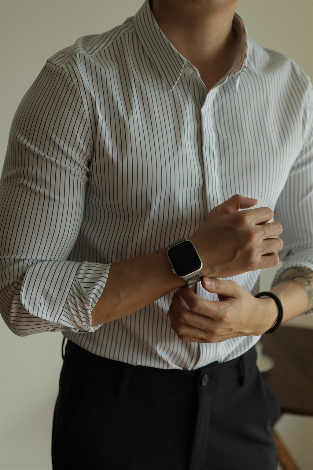 MONSEN Suitory Wrinkle-Free Striped Shirt in Performance Blend product image