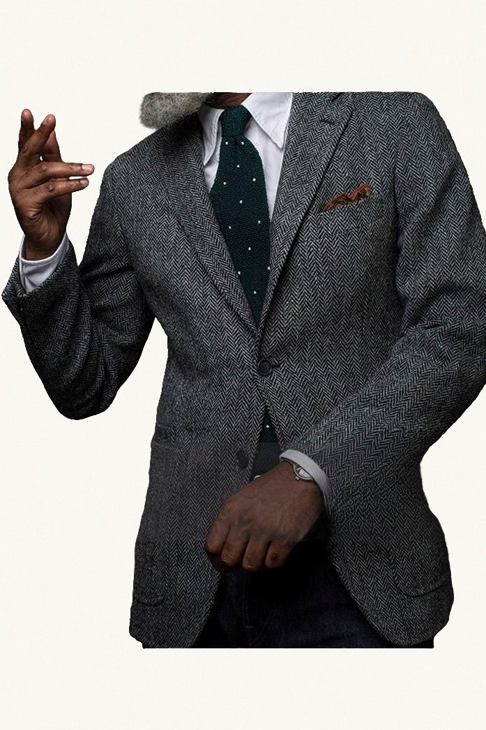 MONSEN Suitory Herringbone Wool Tweed Blazer product image