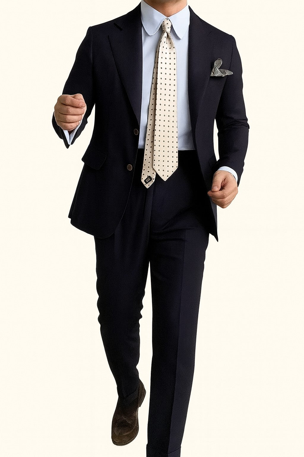 MONSEN Suitory Linen Half-Lined Single-Breasted Suit front view
