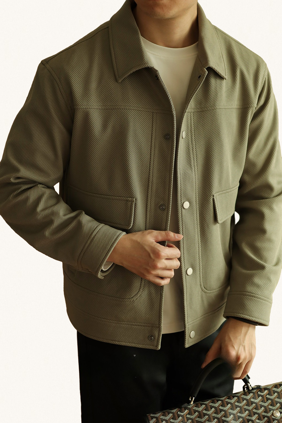 MONSEN Suitory Textured Twill Pocket Work Jacket front view