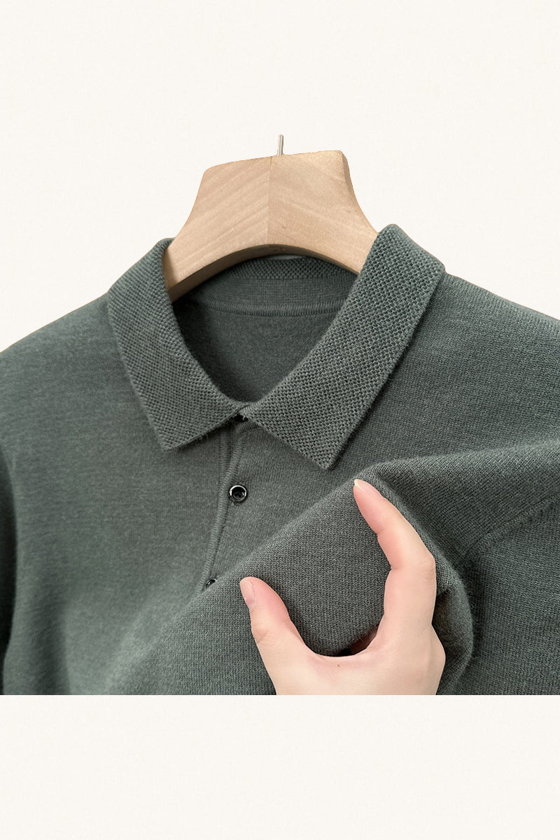MONSEN Suitory AW Solid Polo Knit in Performance Blend front view
